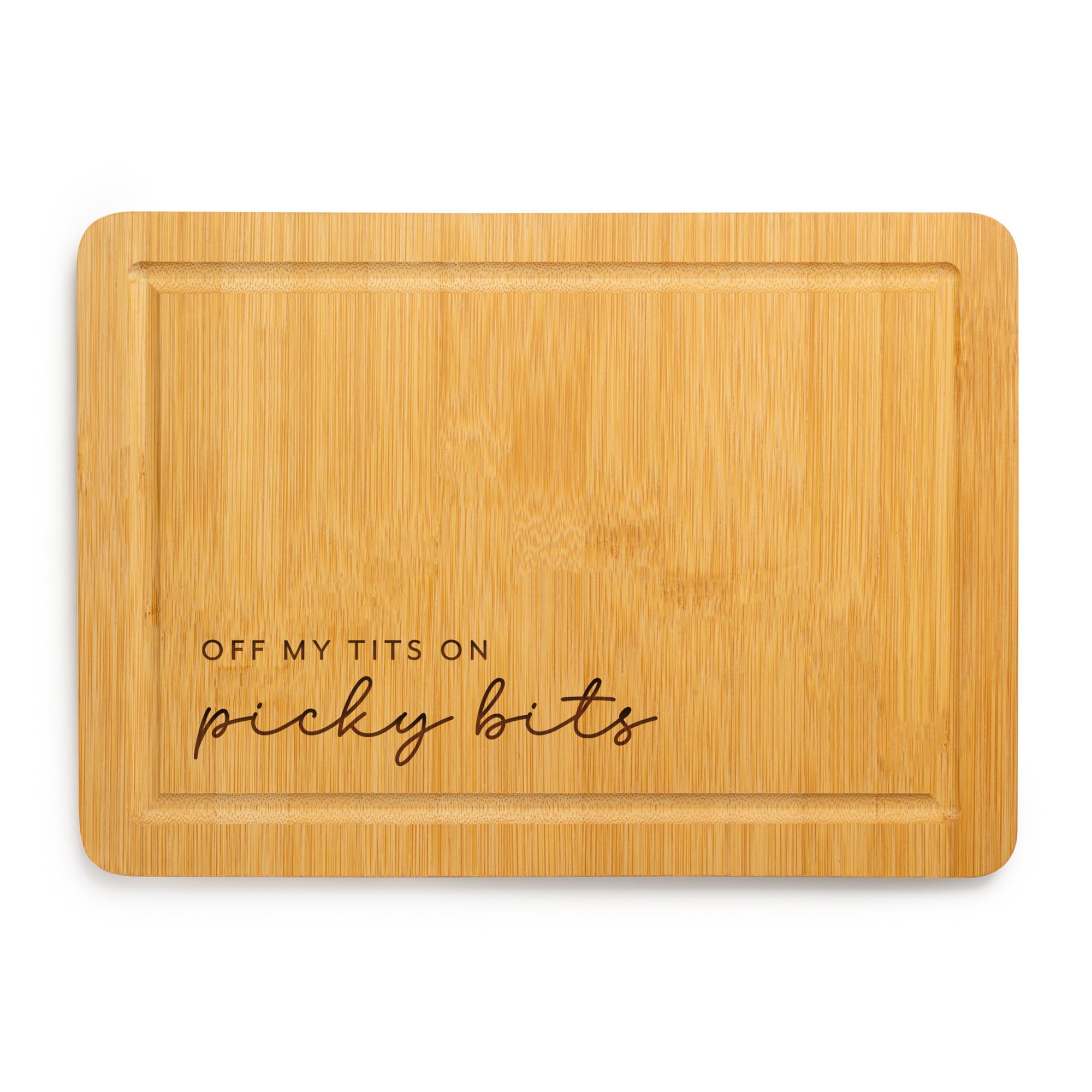 Giftsinajiffy Brown Funny Picky Bits Wooden Snack Board, Engraved Chopping Board For Cheese & Charcuterie, Humorous Kitchen Gift For Food Lovers (Corner Design)