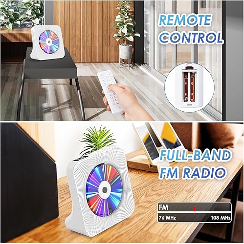 Miniatura 6 de Gueray Reproductor de DVD para TV, reproductor de CD para el hogar con altavoces Bluetooth, compatible con pantalla de control remoto, radio FM con
