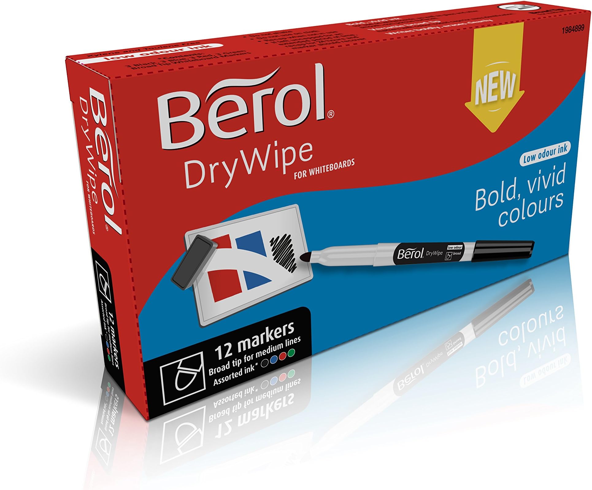 Berol Dry Wipe Broad Tip Whiteboard Pen Assorted Standard Colours
