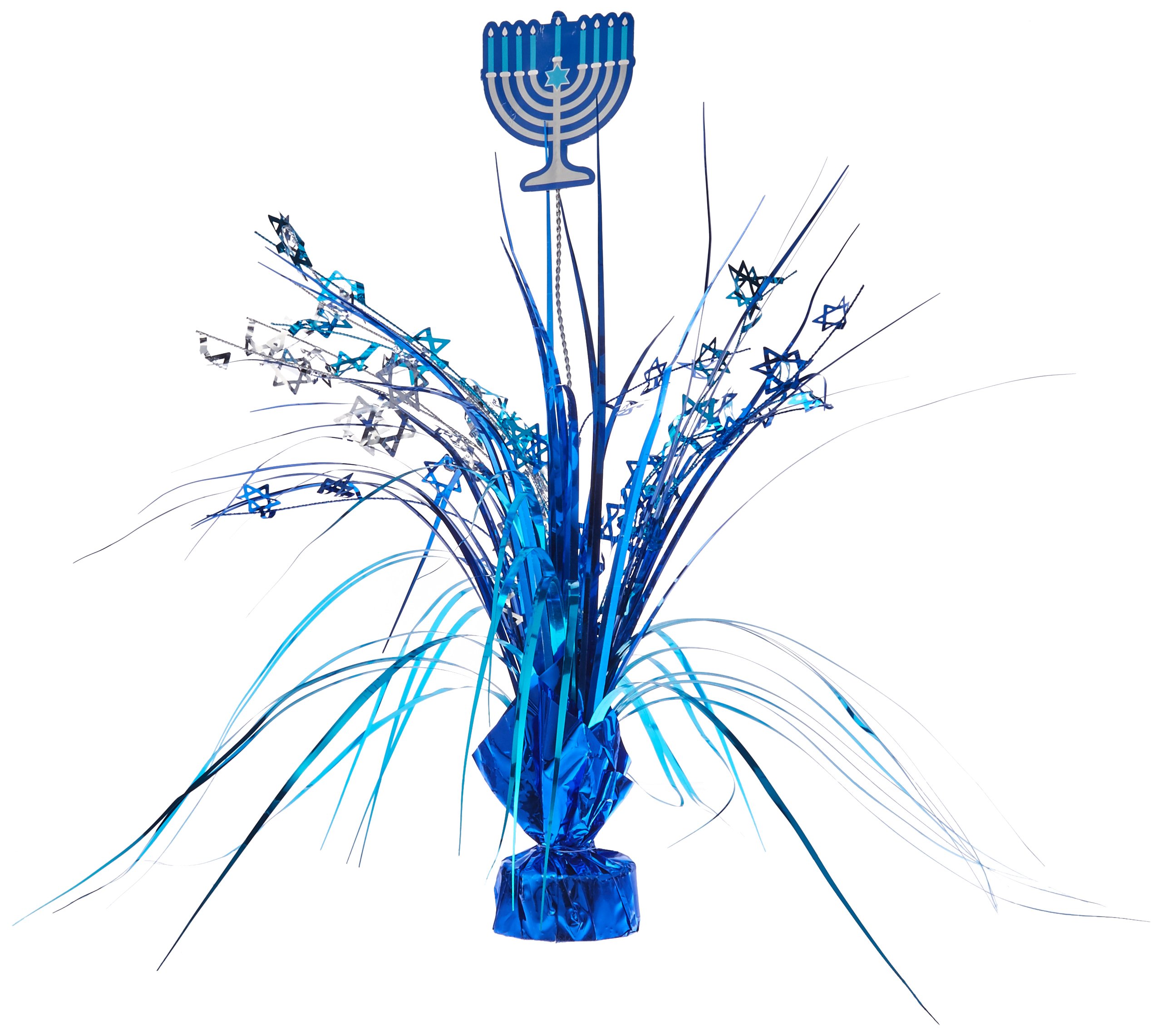 Festive Foil Hanukkah Spray Centerpiece - 18" (1 Pc.) - Stunning Star of David Design | Ideal for Chanukah Celebrations and Family Gatherings