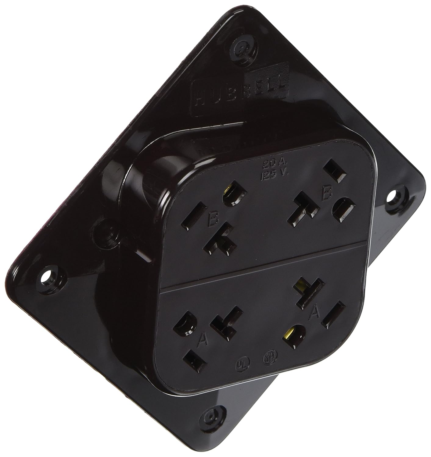 Hubbell HBL420 4PLEX Receptacle, 20 amp, 125V, 520R, Brown Amazon