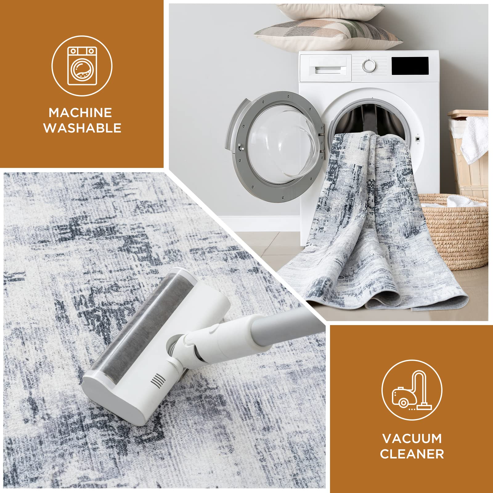 Vamcheer Tappeto Salotto Pelo Corto - Astratto Design Moderni Tappeti Soggiorno,Tappeto Camera da Letto lavabile,Decoration salon y casa, Tappeti Grandi Antiscivolo Morbido,Grigio 200x300 CM astratto