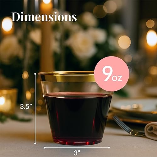 Vista 54 de Prestee 500 vasos de plástico transparente, vasos de cóctel de 9 onzas para fiestas y eventos, vasos de cóctel de plástico, vasos desechables