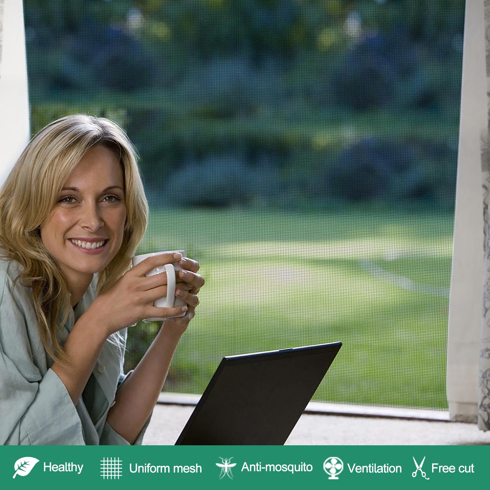 Rete Zanzariera Fibra Vetro 1.5x7m - Rotolo Anti-Zanzare Tagliabile Per Finestre E Porte, Grigio - Foto 13