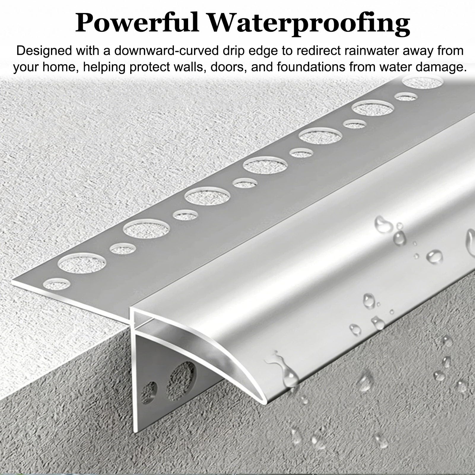 Borde de Goteo Perfil de Aluminio para Drenaje de Lluvia y Protección Contra | Perfil de Aluminio para Drenaje de Aguas Pluviales en Exteriores; Moldura Vierteaguas para Tejados y Paredes(4.7m(15.4ft))