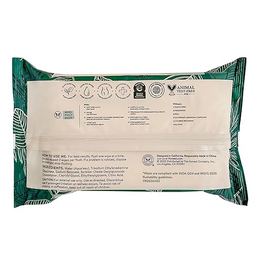 Miniatura 10 de The Honest Company Toallitas hipoalergénicas enjuagables para piel sensible, hojas tropicales, 42 unidades