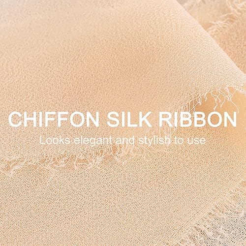 Miniatura 4 de uxcell 3 rollos de cinta de gasa de 1.5 pulgadas x 7 yardas, hecha a mano con flecos, cinta de seda de gasa para ramos de regalos, invitaciones de
