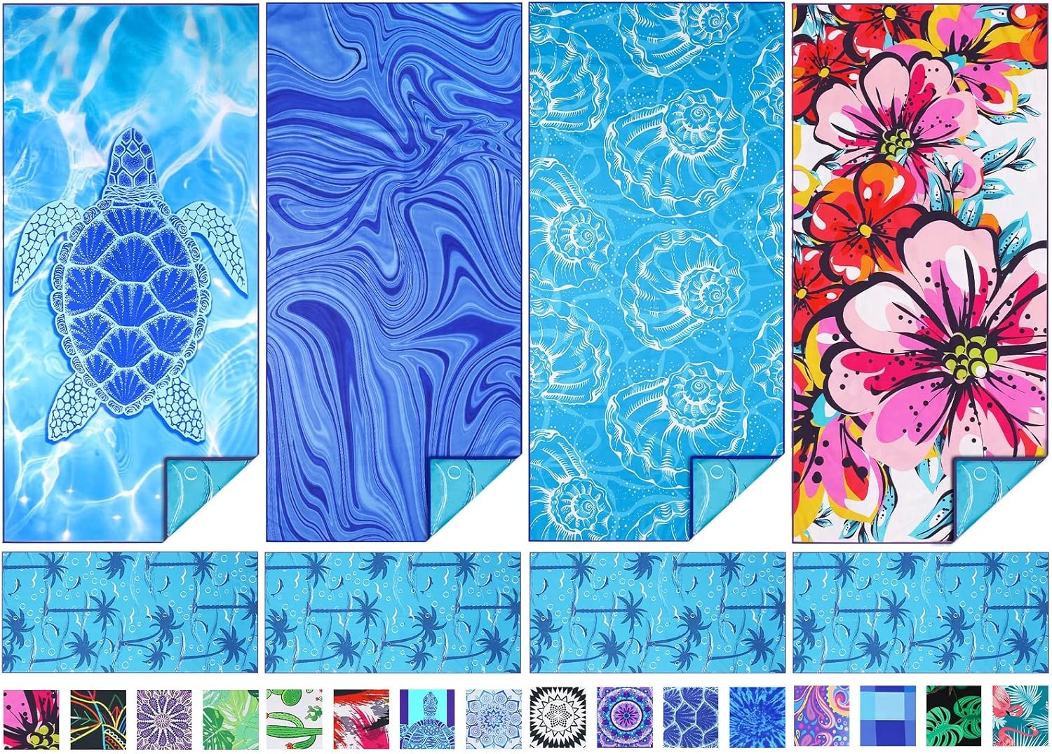 4 Pack Microfiber Thin Beach Towel Lightweight 71x32 Oversized Extra Large Sand Free Towels Quick Dry for Travel Pool Yoga Gym Sports Beach Accessories Vacation Essential Gift 4 Pcs Multiful Comb 71 x 32 Inches