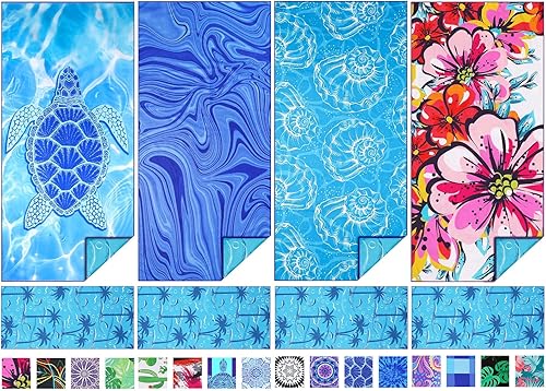 Miniatura 10 de Toalla de microfibra para playa no se le pega la arena de secado rápido súper absorbente ligera delgada para viajes piscina baño campamento yoga