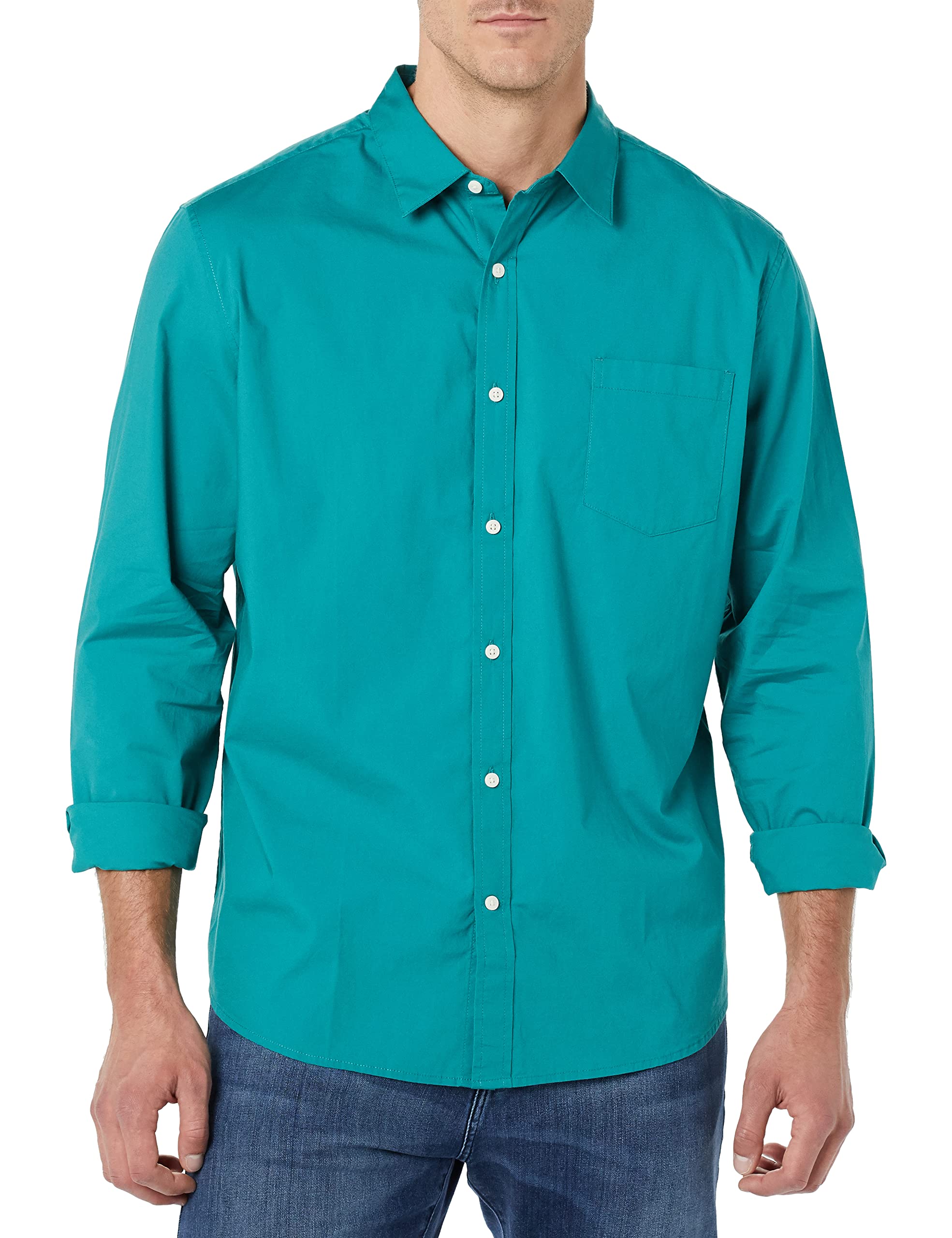 Men's Long-Sleeve Regular-fit Stretch Poplin Shirt