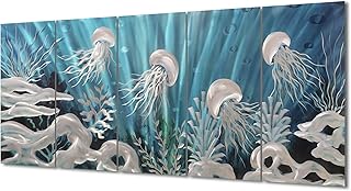 Sponsored Ad - Yihui Arts Blue Deep Sea Metal Wall Art, Large Jellyfish Metal Artwork in Modern Ocean Design, 3D Wall Art ...