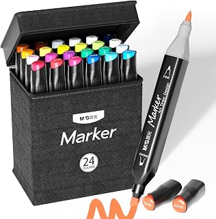 M&G 24 Colors Alcohol Based Dual Tip Permanent Art Markers Set, Sketch Markers for Adult Kid Coloring Book, Illustration Painting Card Making