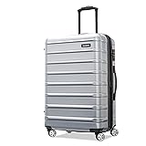 Samsonite Omni 2 Hardside Expandable Luggage with Spinner Wheels, Checked-Medium 24-Inch, Arctic Silver Checked-Medium 24-Inch Arctic Silver