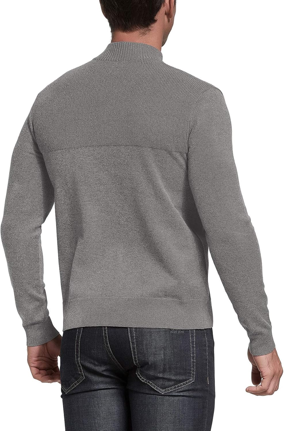 NITAGUT Mens Slim Fit Zip Up Mock Neck Polo Sweater Casual Long Sleeve Sweater and Pullover Sweaters with Ribbing Edge Large Grey