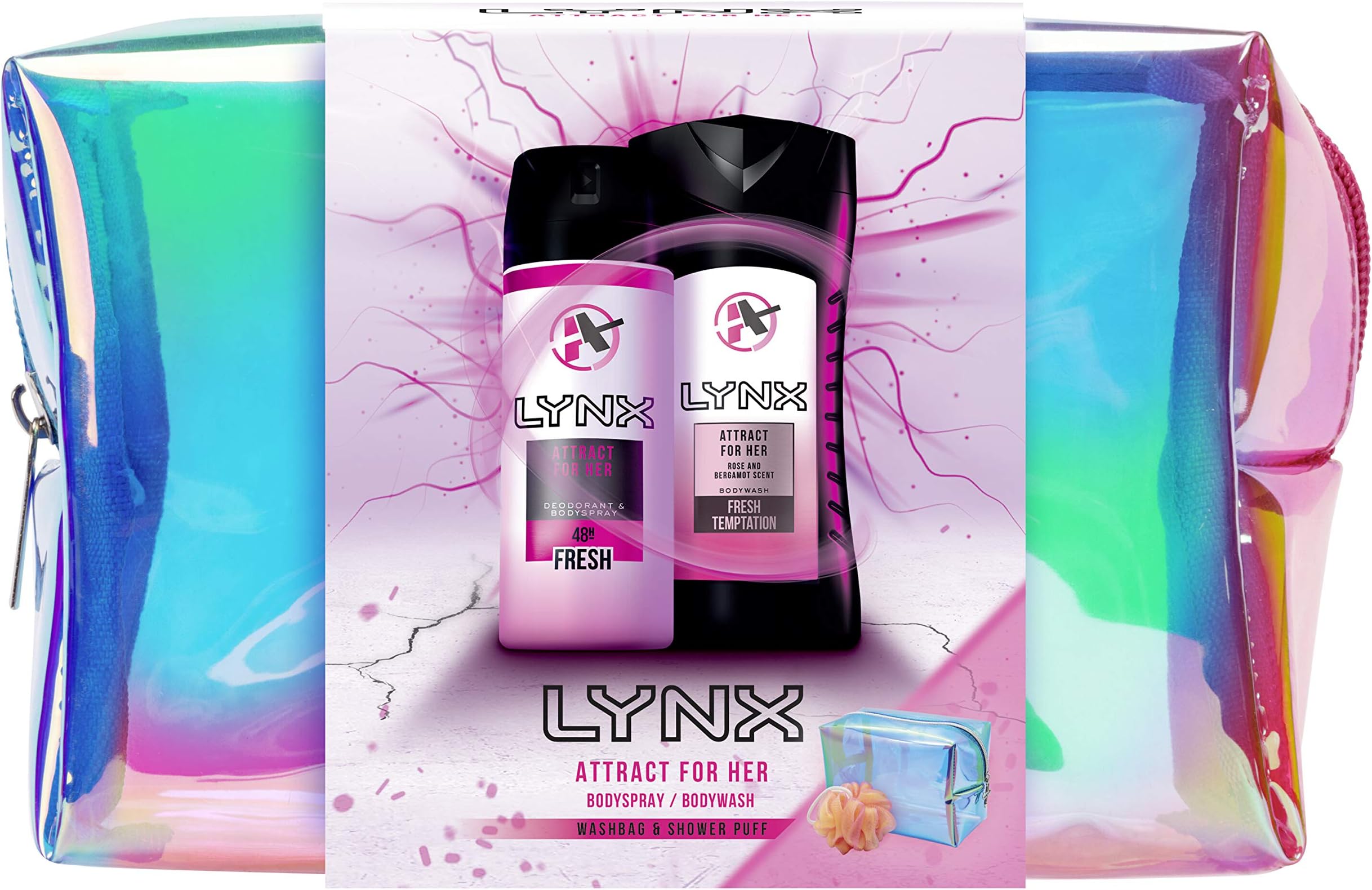 LynxAttract for Her with a shower puff Wash Bag Gift Set Christmas gifts for her 2 piece