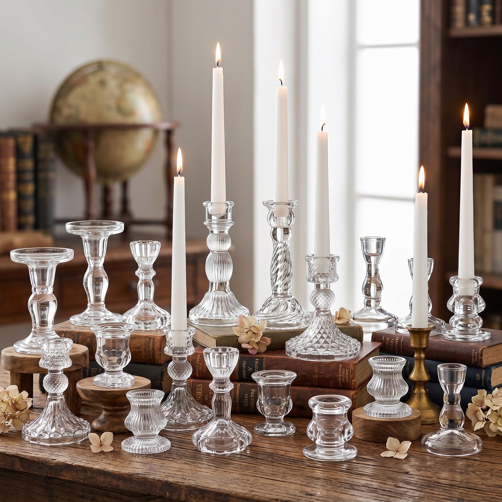 Photo 1 of Mumufy Glass Crystal Taper Candle Holders (20 Pcs, Clear)