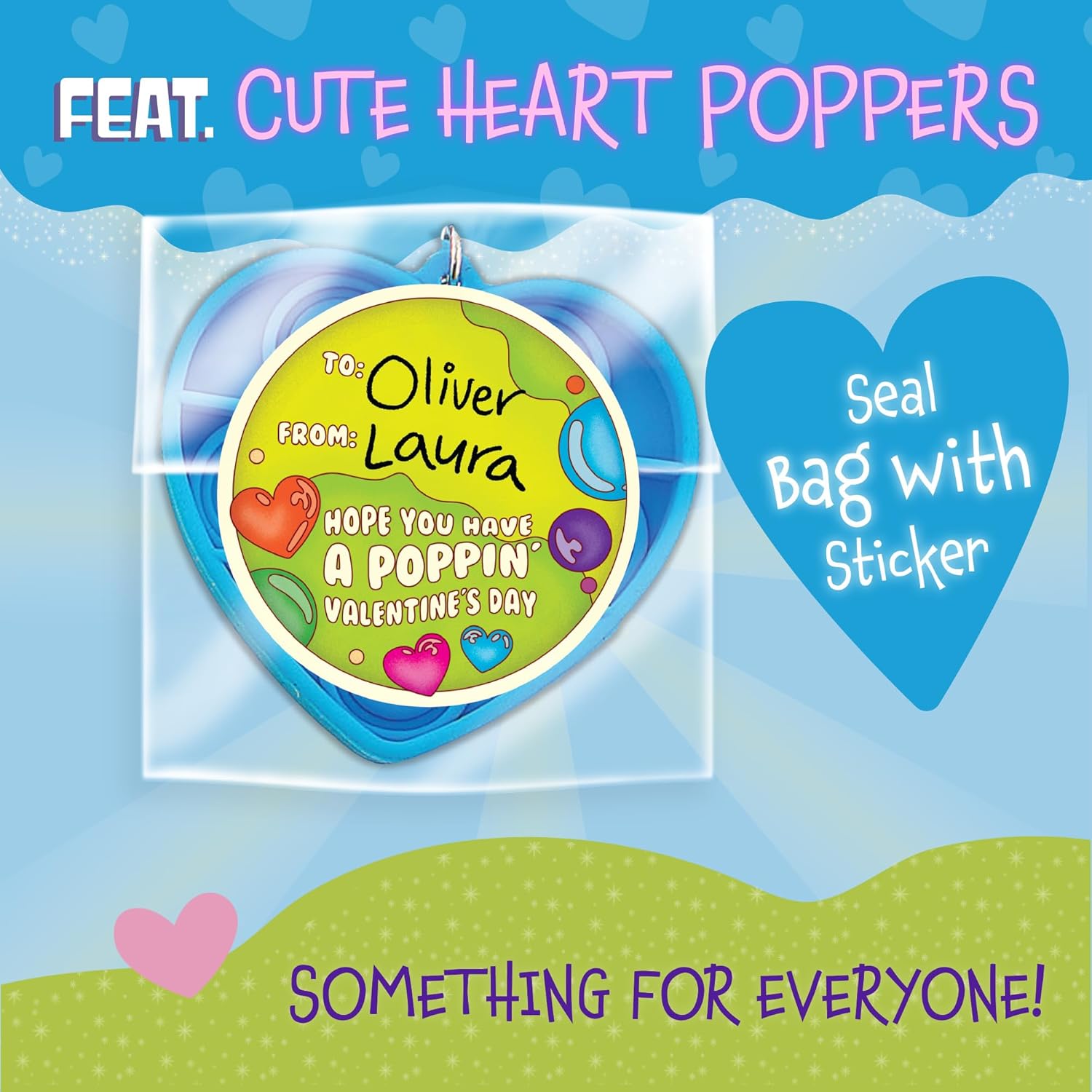 Peaceable Kingdom Valentines Cards for Kids Classroom, Set of 28 Valentines Day Gifts, Mini Popper Heart Pop It Fidget Toys, Classroom Exchange Set, Unique Fun Gifts for Kids, Ages 4+