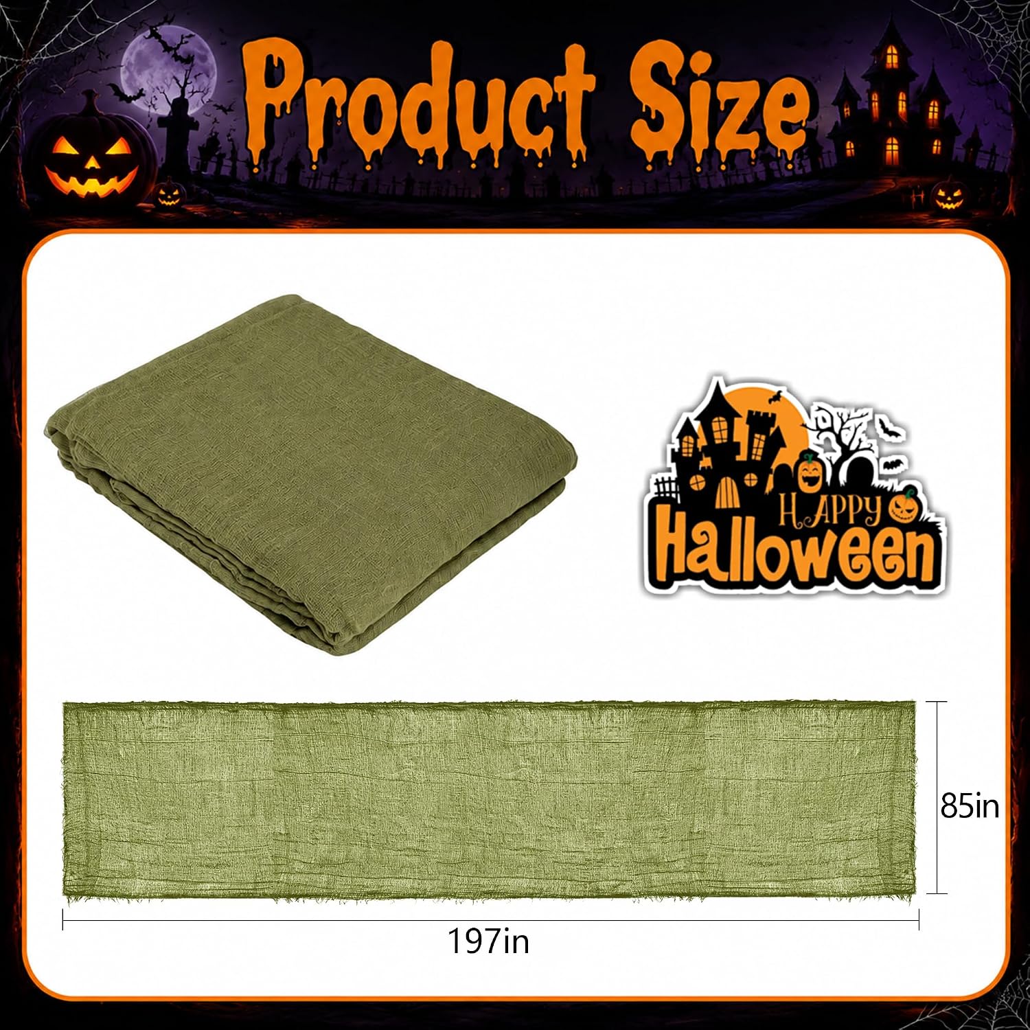 RunNico 197'' x 85'' Halloween Scary Gauze, Spooky Cloth Party Decoration