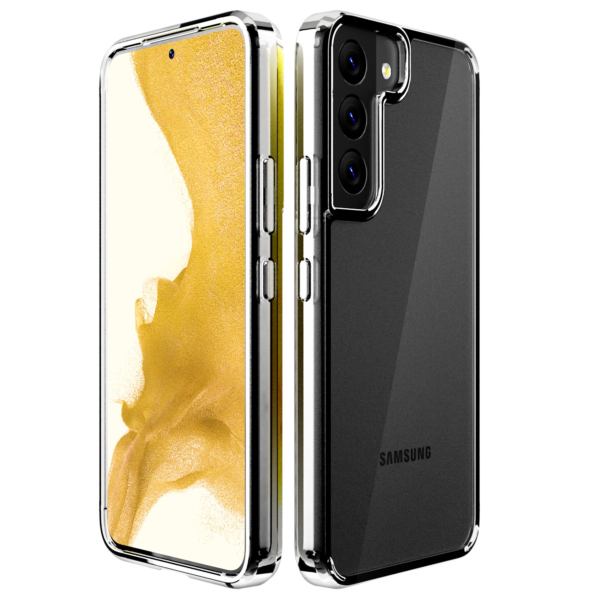 PZOZClear Crystal Case for Samsung S22,[Anti-Yellowing]Galaxy S22 5G 6.1 Inch Shockproof Cover Hard PC Soft TPU Bumper Protection Case