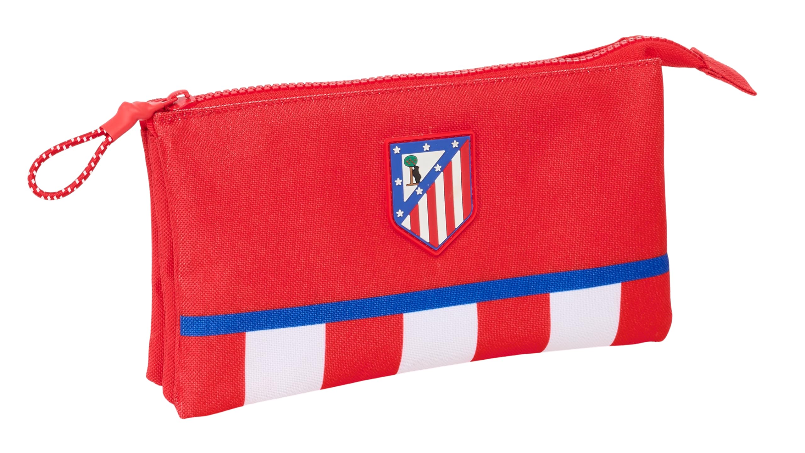 Safta ATLÉTICO DE Madrid - Portatodo Triple, Estuche Infantil, Estuche Niño, Ideal para Niños en Edad Escolar, Cómodo y Versátil, Calidad y Resistencia, 22x3x12 cm, Color Rojo