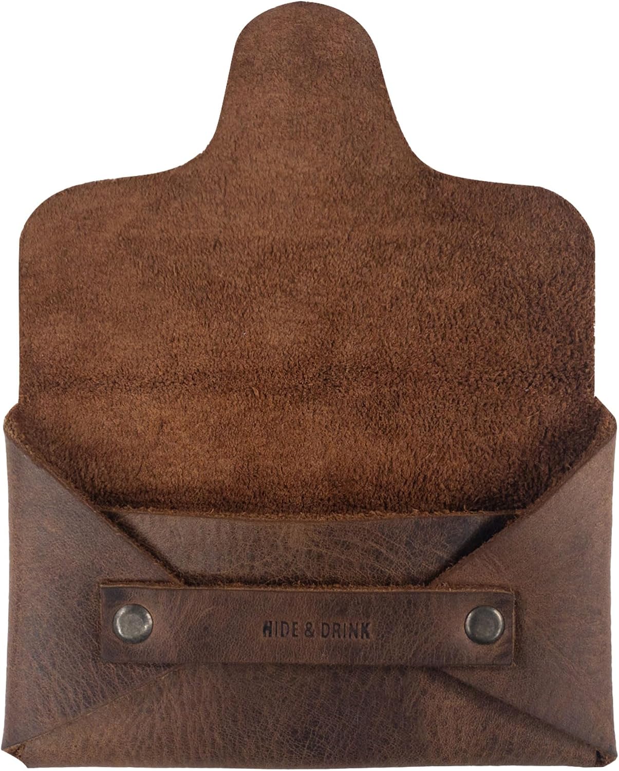 Hide & Drink, Snapless Business Card Holder for Men and Women, Vintage Wallet, Sturdy Pouch, Money Organizer, Full Grain Leather, Handmade, Bourbon Brown