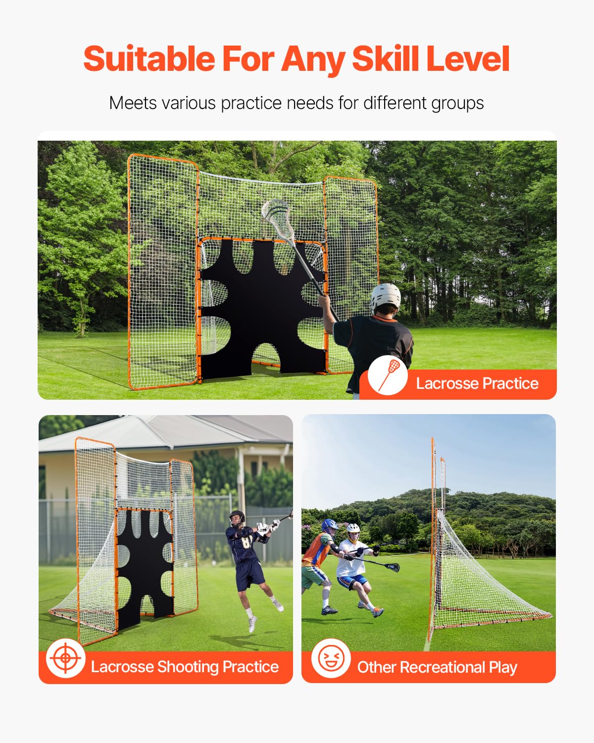 VEVOR Portería portátil de Lacrosse - Juego Completo de Accesorios de Entrenamiento con Cobertura extendida para jóvenes y Adultos