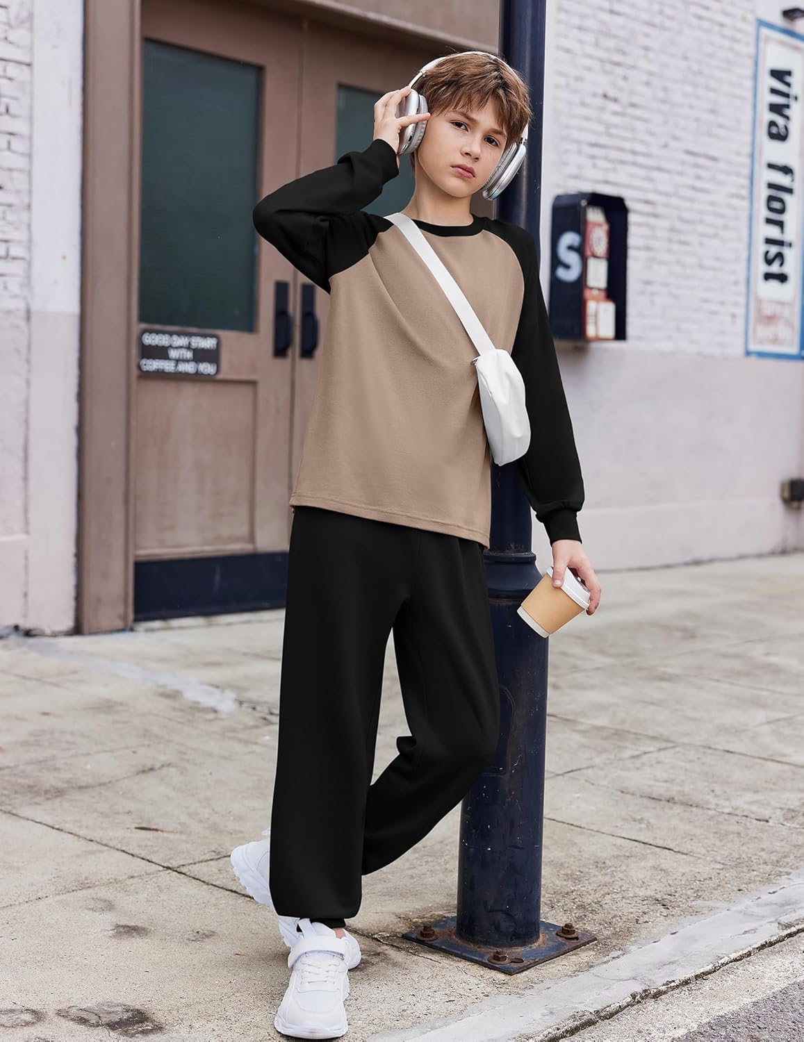 Arshiner Boys Clothes Set Long Raglan Sleeve T-Shirts + Casual Pants 2Pcs Colorblock Fall Outfits for Kids - Image 4