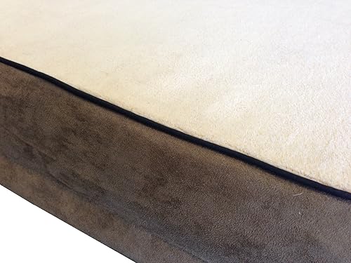 Miniatura 5 de Cama ortopédica impermeable de espuma viscoelástica para mascotas de 41 x 27 x 4 pulgadas, color beige, tamaño 42 x 28 pulgadas con 2 fundas externas