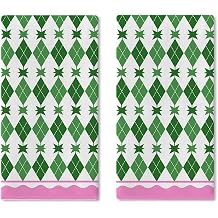 Colorful Stripes Leaves Kitchen Dish Towels Set of 2 | Tropical Floral Plant Drying Hand Towel Baking Cooking Cloth, Spring Summer Botanical Bathroom Home Decoration 18 x 26
