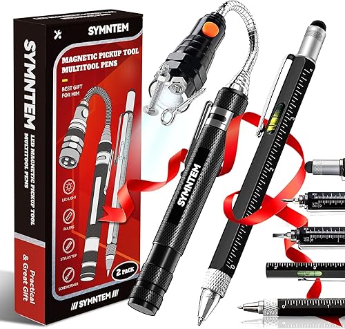 Regalos para papá, herramienta magnética de recogida, bolígrafo multiherramienta 6 en 1, incluye lápiz capacitivo para pantalla táctil, reglas,