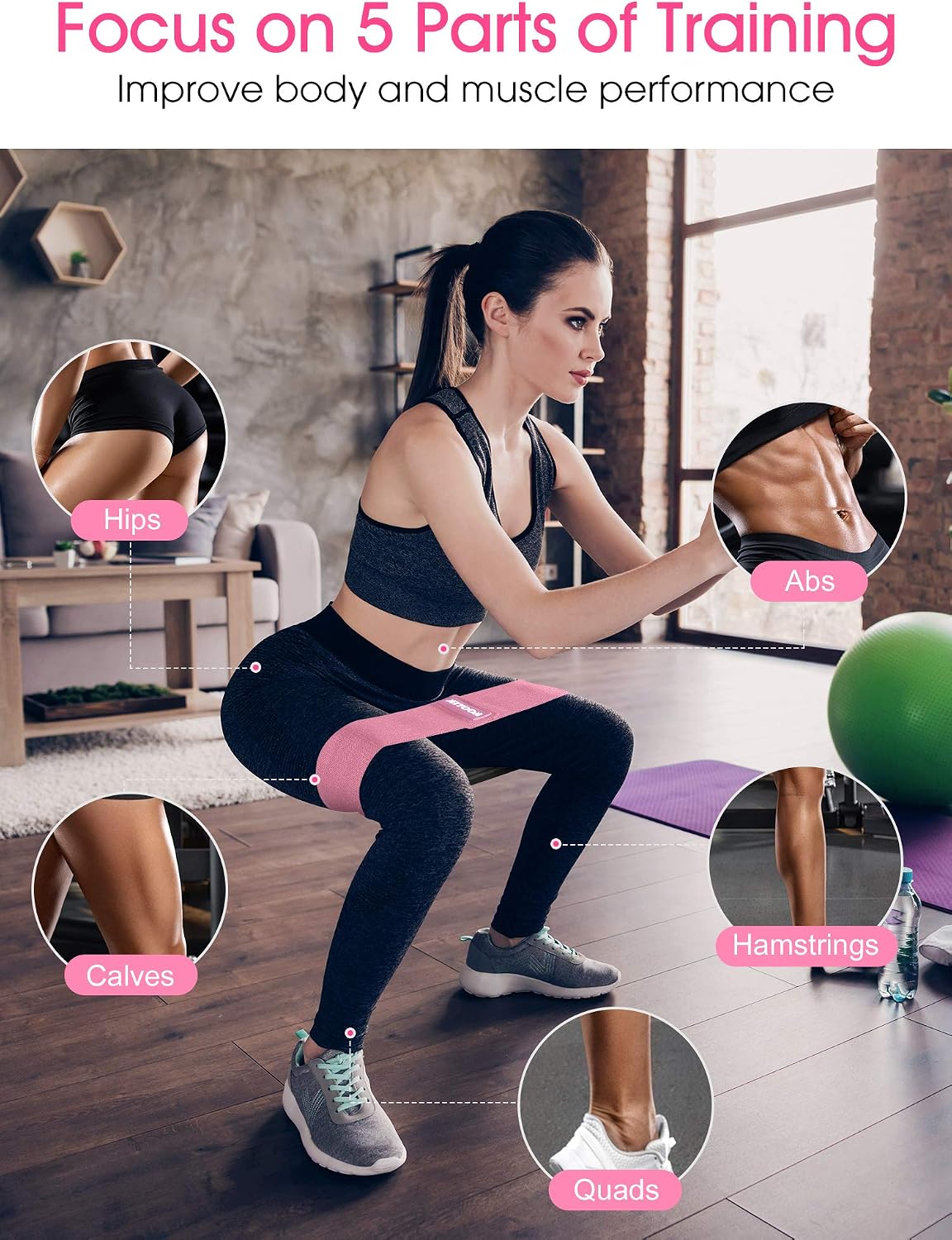 Kootek 11 Pcs Resistance Bands Set, Exercise Workout Bands for Women Butt and Legs, 3 Levels Booty Bands, 1 20lb Resistance Band, 2 Ankle Straps for Cable Machine, 2 Core Sliders for Working Out