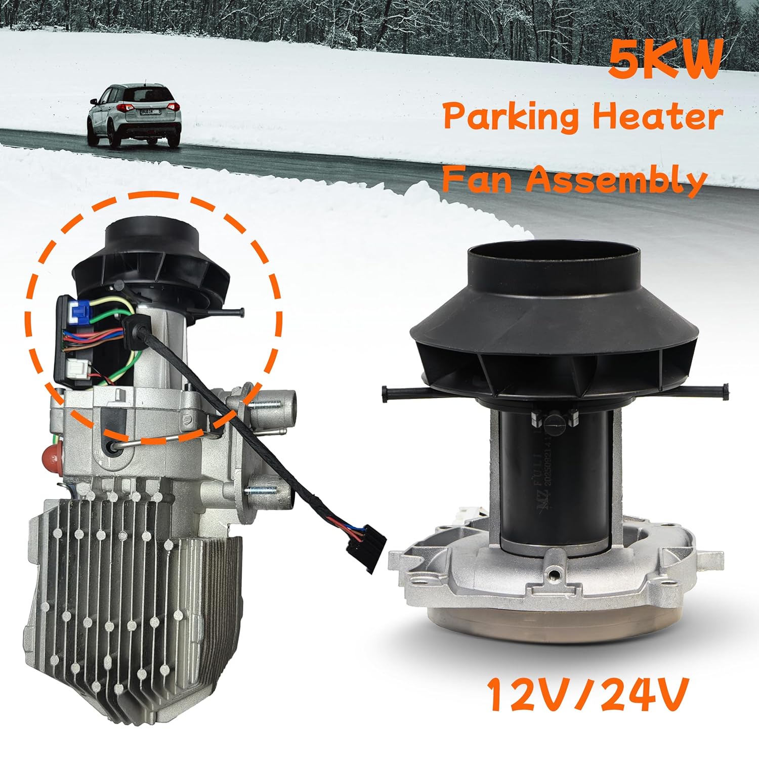 Sunster12V 24V Diesel Heater Blower Motor, Air Diesel Parking Heaters Air Blower Motor Fit for 5KW 8KW Car Heater