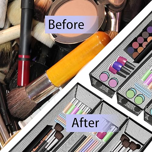 Miniatura 3 de Fodofodo 4 organizadores de cajones para cocina, organizador de cajones de malla para utensilios con brazo entrelazado para cosméticos, cubiertos,