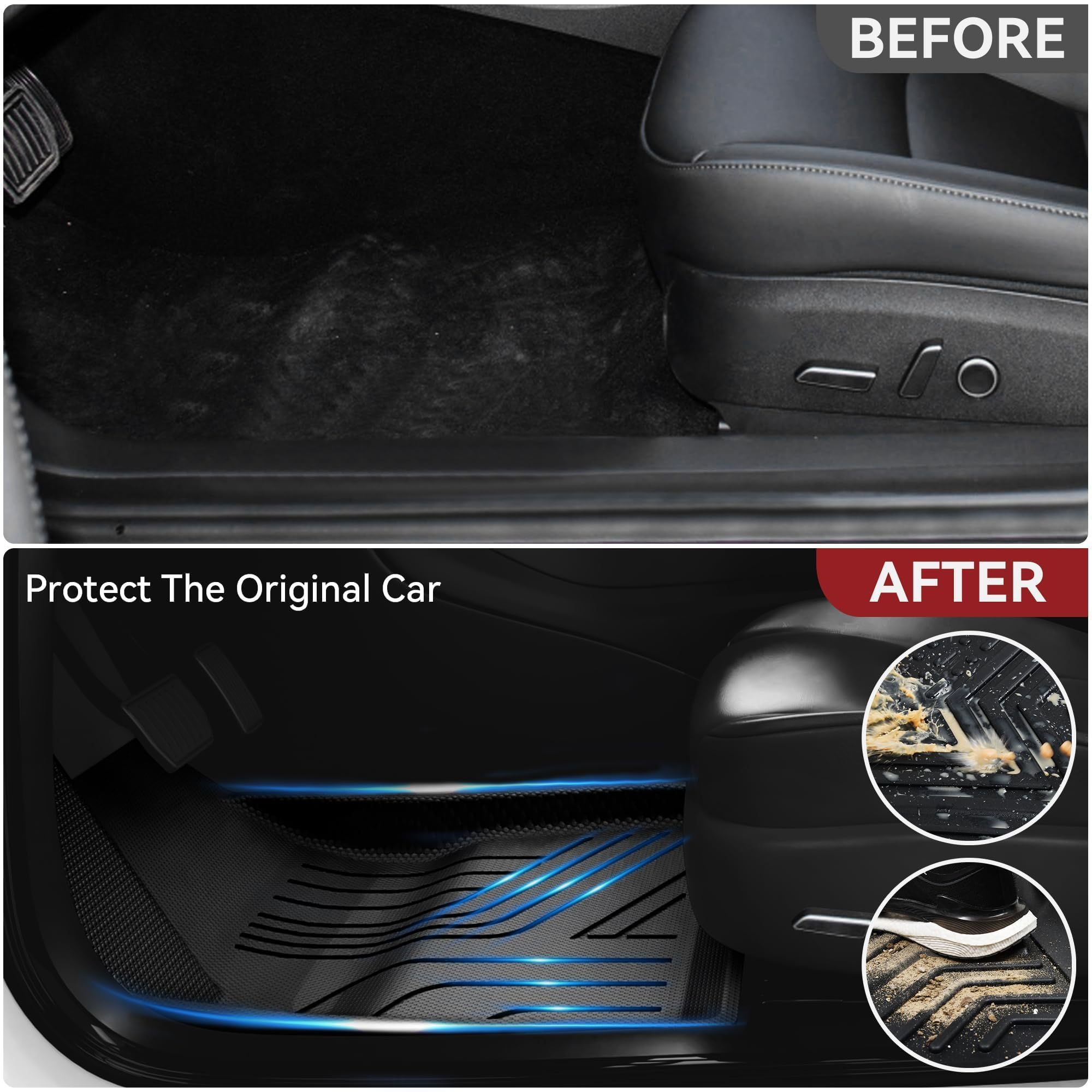 YITAMOTOR Tesla Model 3 Floor Mats Full Set Custom Fit 2020-2023 All-Weather Cargo Liners Rear Cargo Tray Trunk — view 7