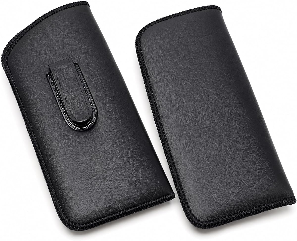 Soft Eyeglass Case, 2 Pack - Black, Vinyl with Plastic Flex Clip