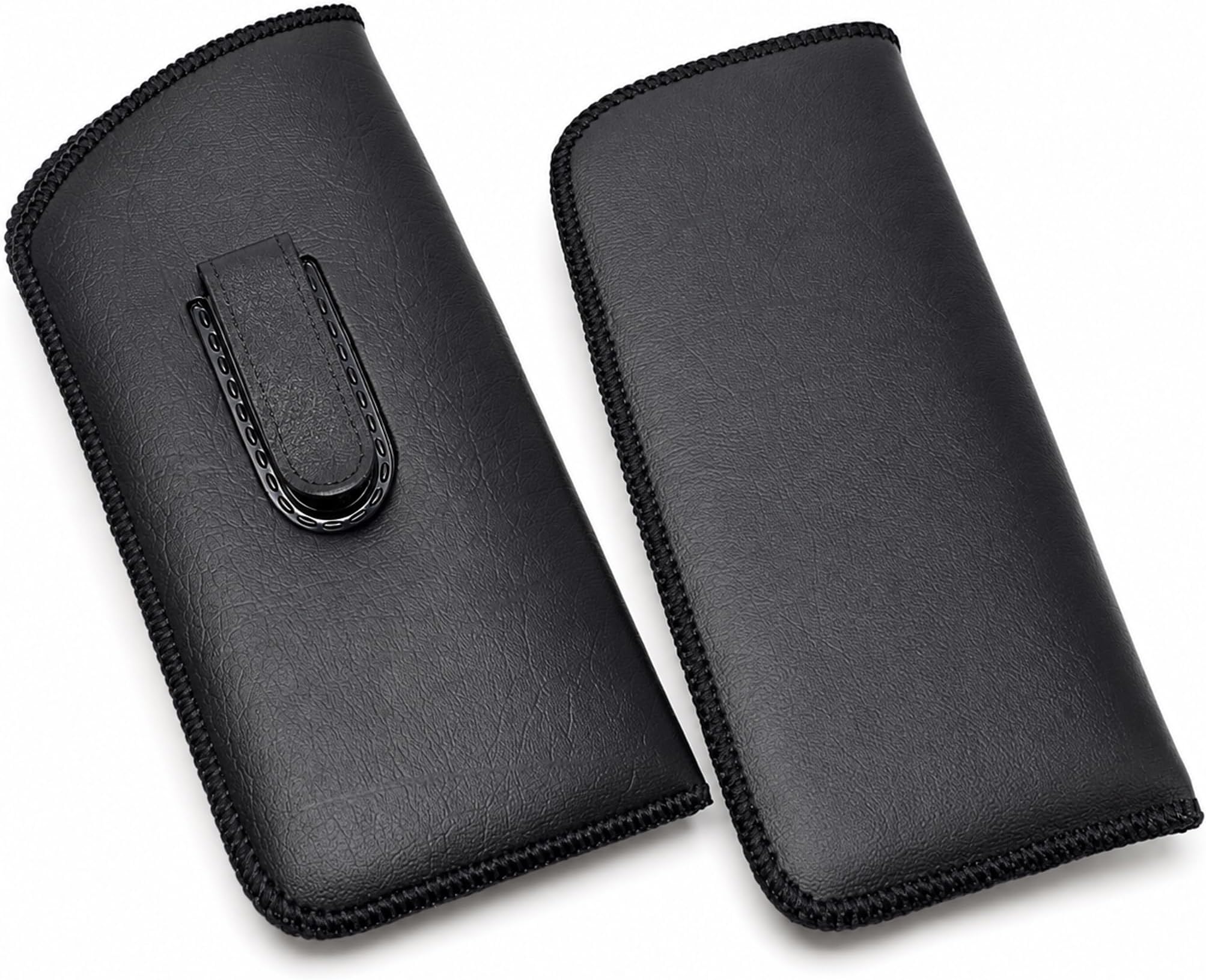 Soft Eyeglass Case, 2 Pack - Black, Vinyl with Plastic Flex Clip