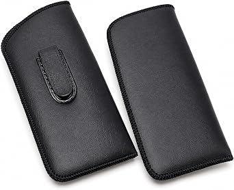 Hilco Soft Eyeglass Case, 2 Pack - Black, Vinyl with Plastic Flex Clip