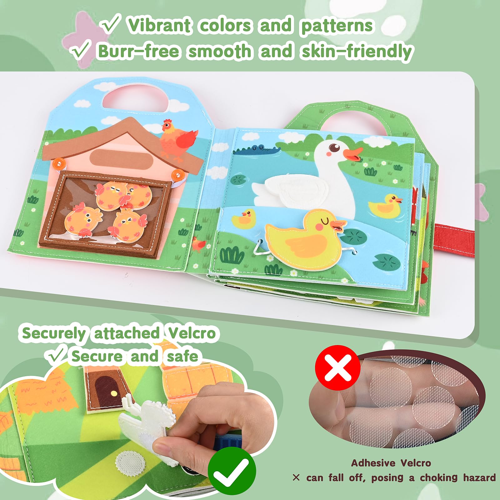 Gerbala Libro Montessori Interattivo 1 Anno, Quiet Book Sensoriale Educativo Giochi,Busy Board Regalo Bimbo Bimba, Regali per Ragazze e Ragazzi (A)