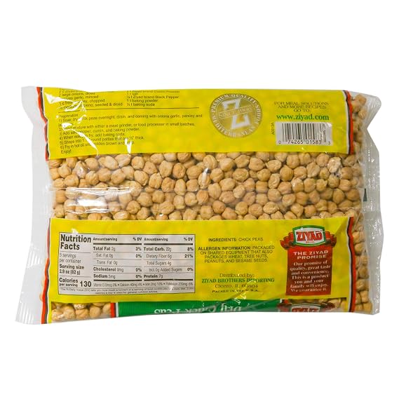 Ziyad Dry Chickpeas, Garbanzo Beans, Ancient Grains, No Additives, No Preservatives, Great Source of Protein, 32 Oz