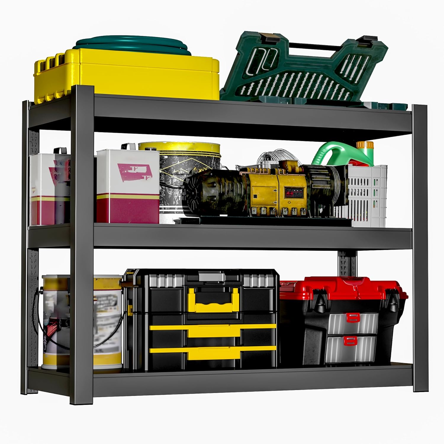 Metal Garage Storage Shelves Heavy Duty Shelving Unit 3 Tier Steel Adjustable Organizing Shelves 1500 LBS Capacity Industrial Shelving Ideal for Garage Tote Pantry Basement Outdoor, 36”H*36”W*16”D