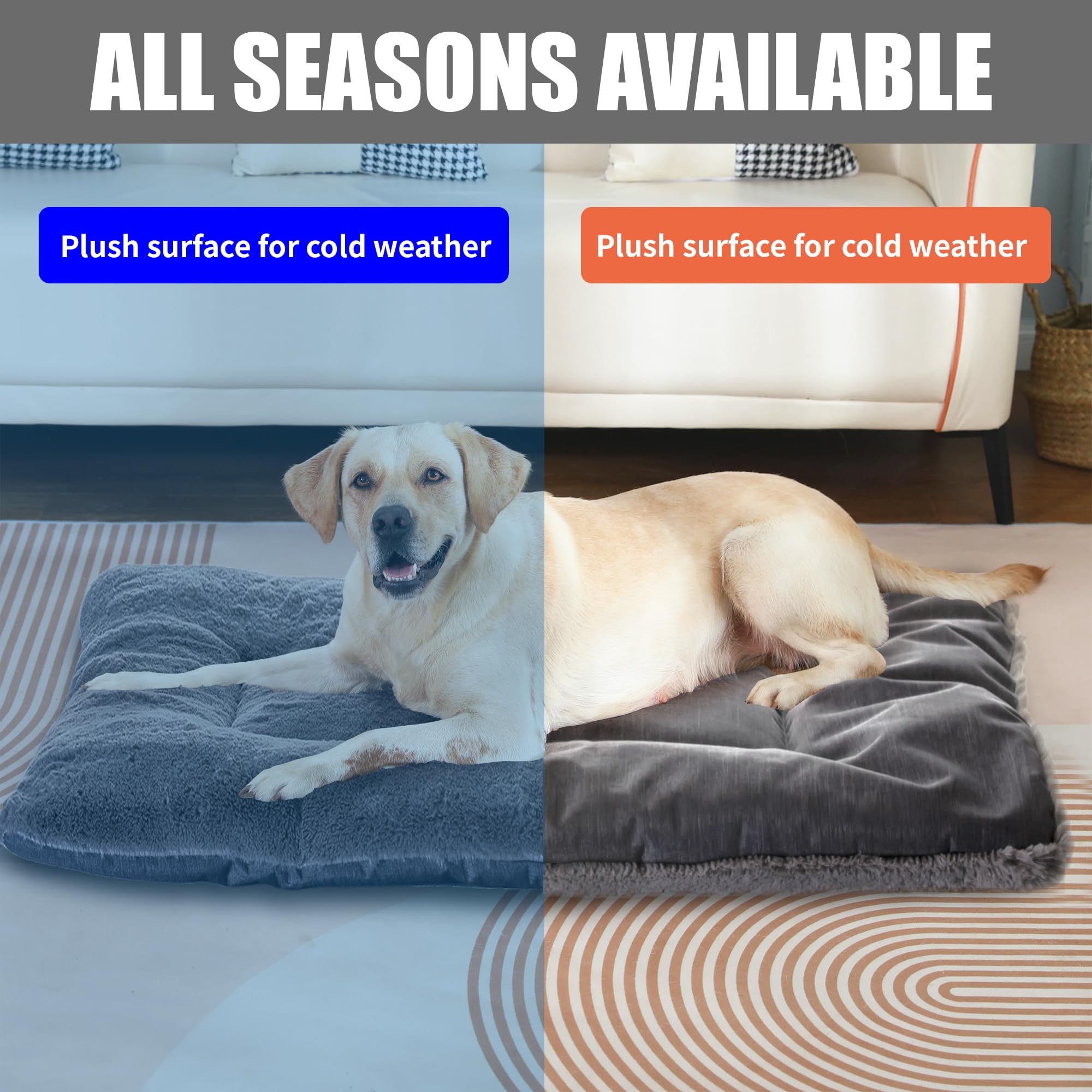 Waschbar Hundematte, Hundedecke Große Hunde 104 x 71 cm, Doppelseitige Hundekissen Katzenbett, Superweiche Hundedecke mit wasserabweisender Unterseite für Innen und Unterwegs
