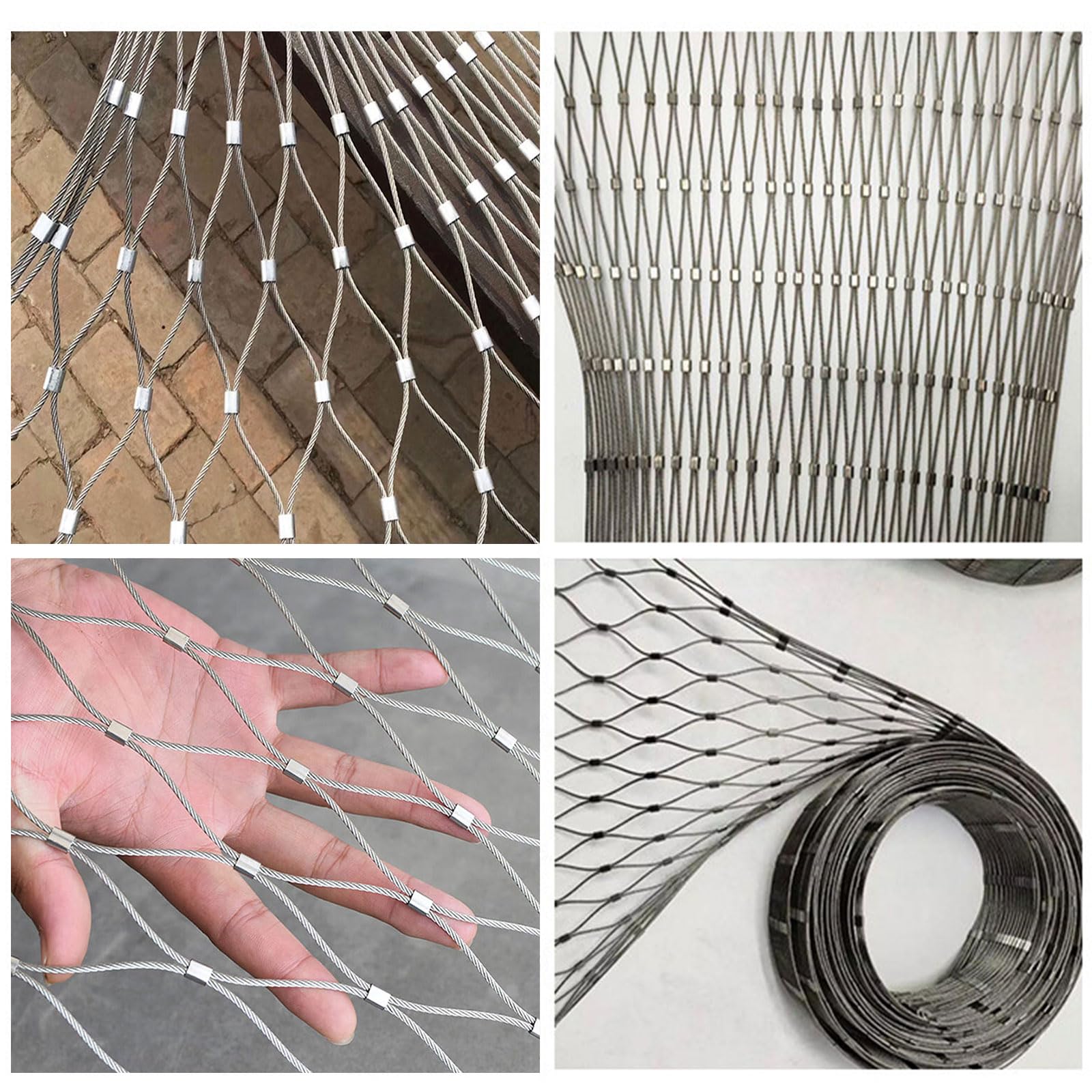 304 Malla de Cuerda de Acero Inoxidable Red de Cuerda de Seguridad Flexible 2mm Red de Protección Red Anticaída Malla de Cable Metálica Tejida para Jardin, Balcón, Escalera, An(Size:Mesh 10CM/0.6x10M)