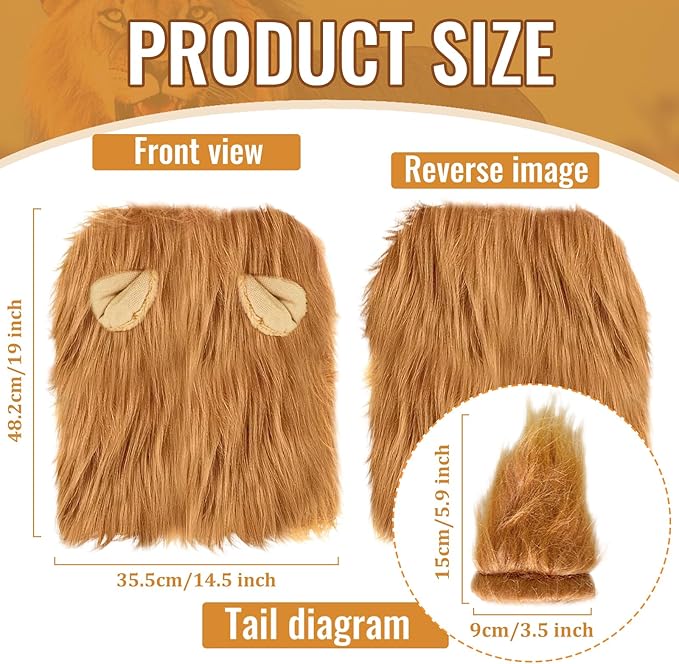 Disfraz de Melena de León Realista para Perros Medianos a Grandes miniatura 2