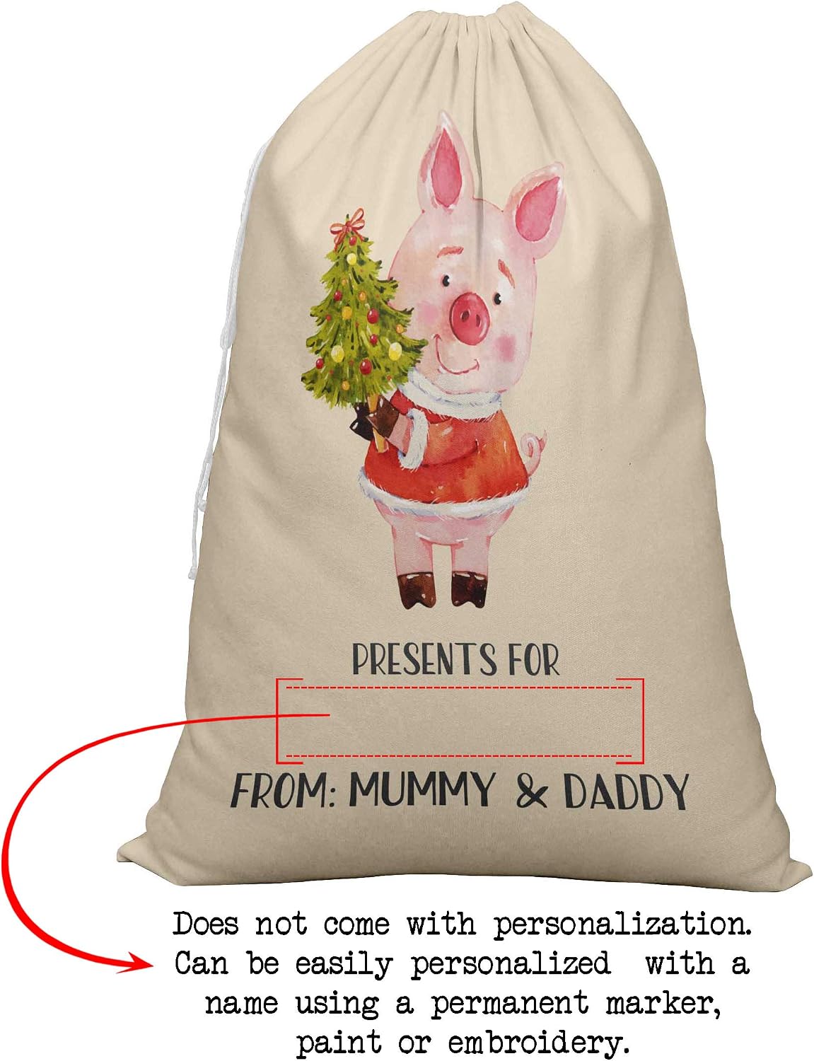 Printtoo 2 Pcs Santa Gift Sack for Kids Presents Xmas Bag Christmas Sack Personalized Bags Large 27x20 Inch