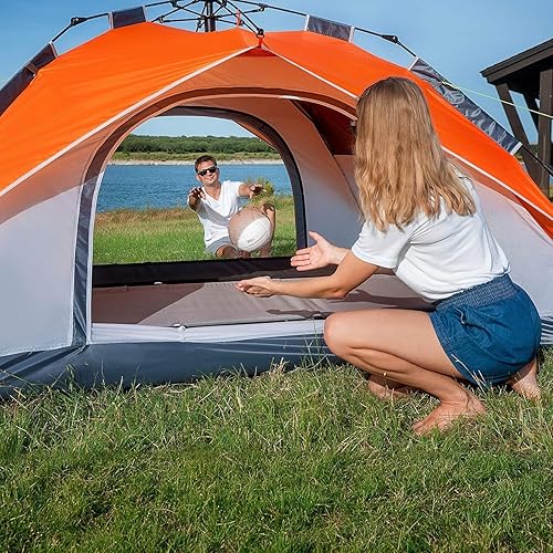 Miniatura 3 de MOON LENCE Tienda de campaña familiar desplegable para 4 personas, carpa portátil instantáneaautomática impermeable a prueba de viento para camping,
