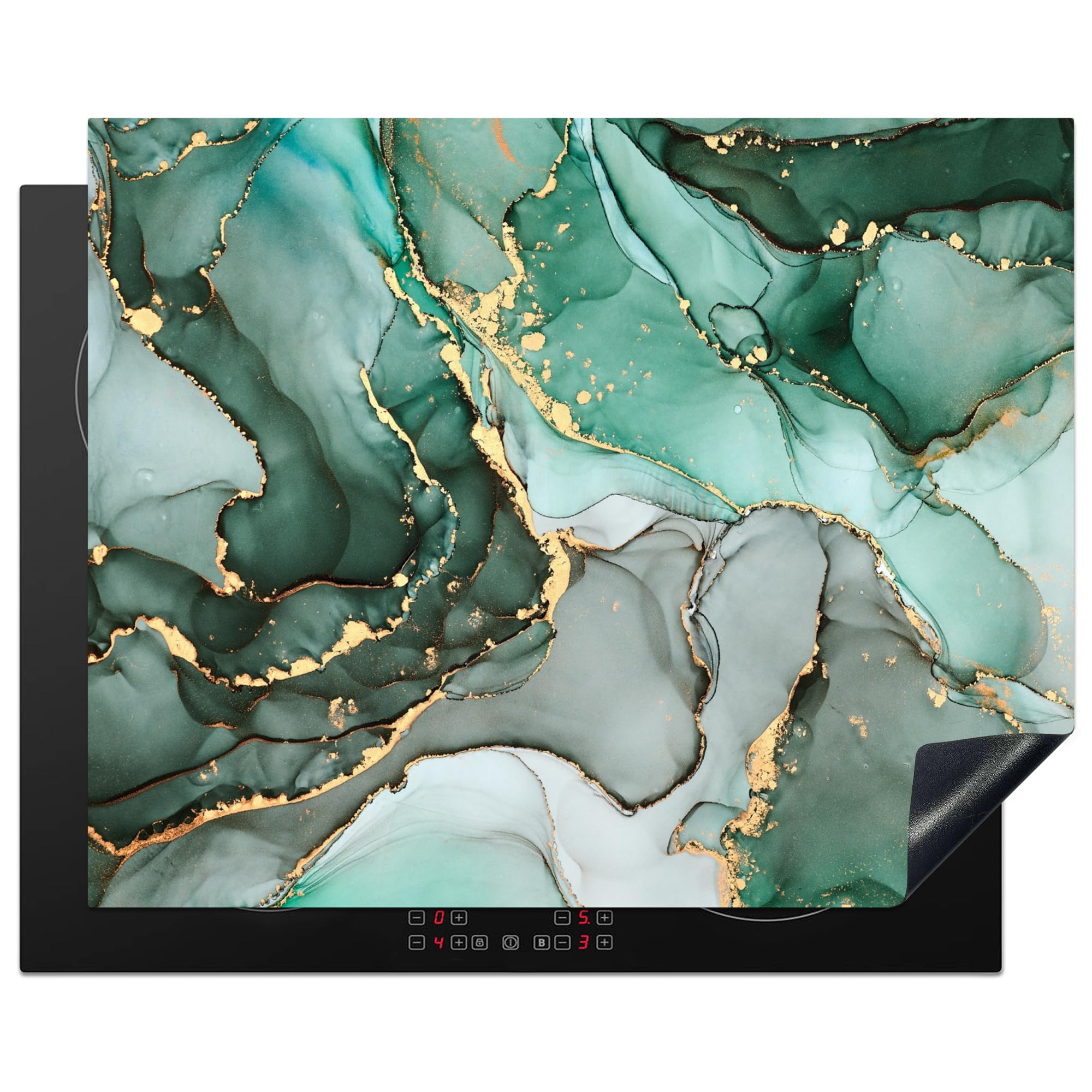 KitchenYeah© Induction Hob Protector Mat 20.5"x25.6" / 65x52 cm Stove Cap Top Cover Kitchen Cooker Covers for Electric Hobs Vinyl Gold - Marble - Green - Luxe - Marble Look - Grey