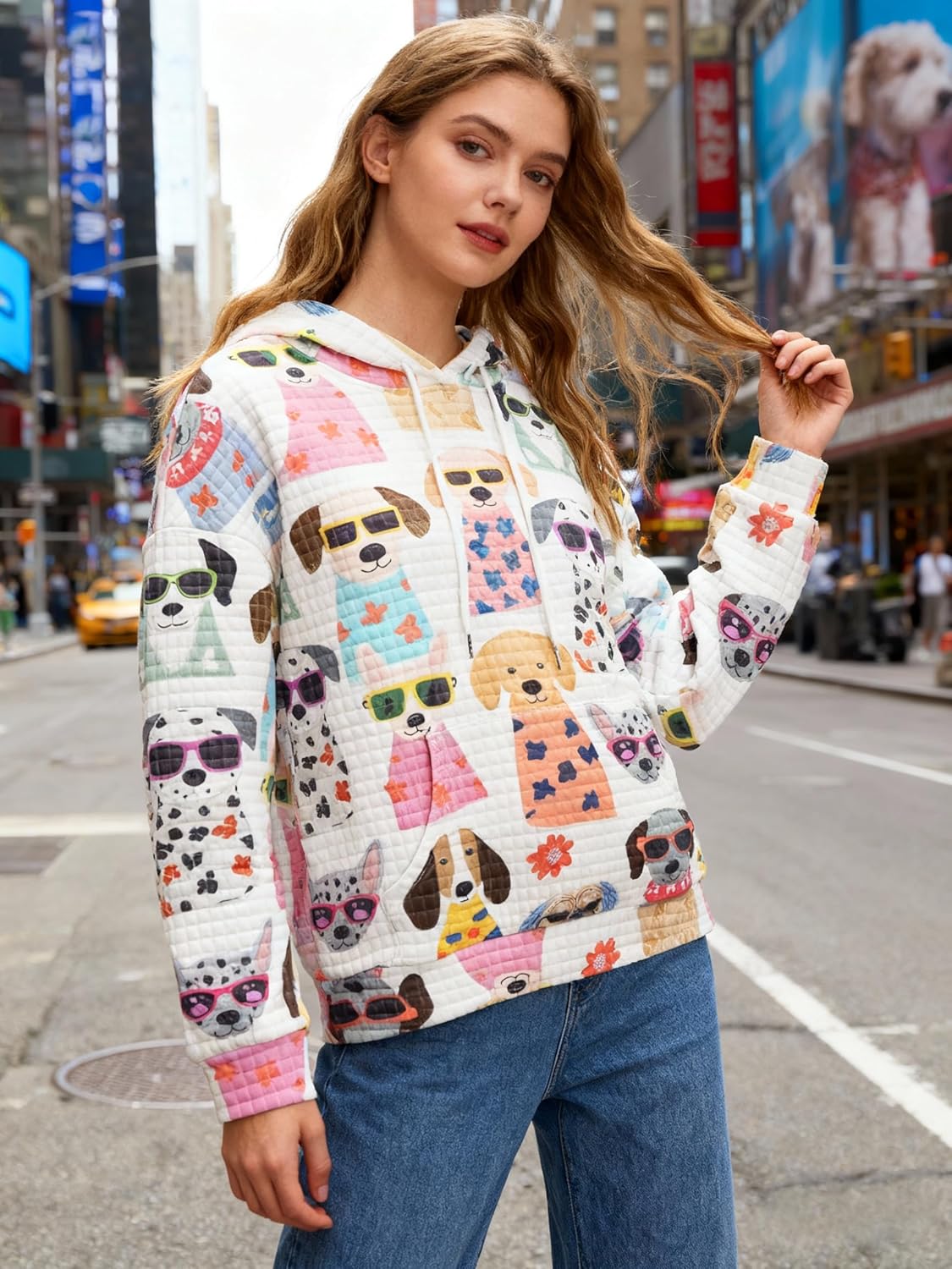 MNLYBABY Dog Mom Hoodies Women Dogs Paw Graphic Sweatshirts Hooded Pullover Pets Lovers Waffle Knit Tops - Image 3