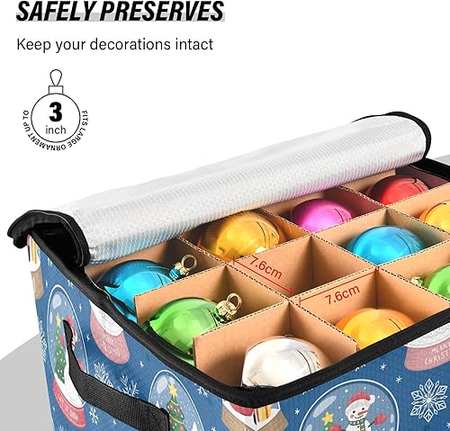 Miniatura 4 de KJIZMO Caja de almacenamiento de bolas de cristal de Navidad, se adapta a hasta 64 bolas de adornos, contenedor de decoración navideña con