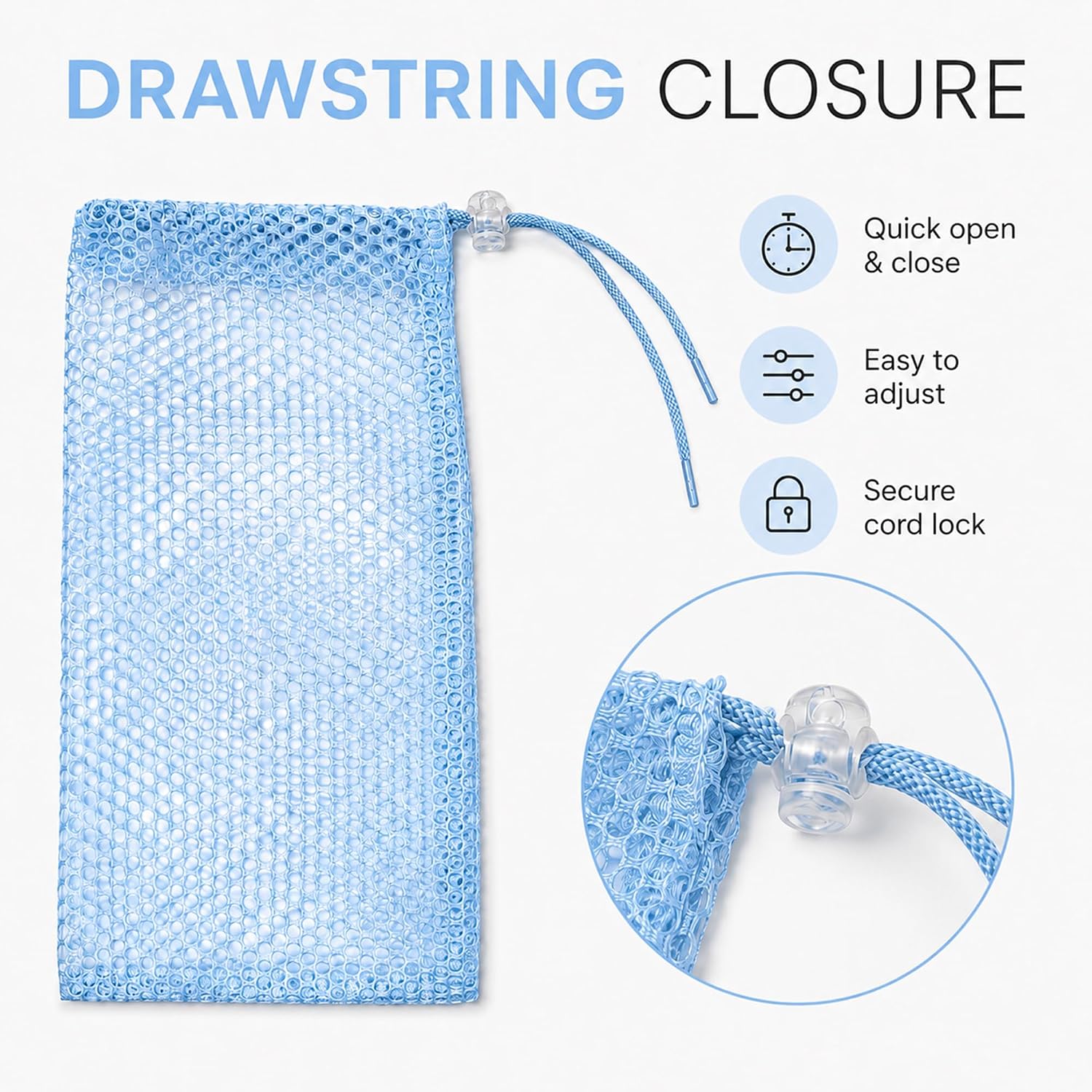 Danzcue Ballet Pointe Shoe Mesh Bag, Breathable Drawstring Dance Shoe Pouch for Pointe Shoes, Ballet Slippers, and Dance Accessories, Lightweight Storage Bag for Dancers (Sky Blue)