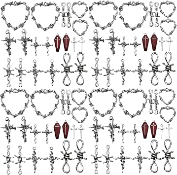 Youdiyla 60Pieces Love Series Pendant Jewelry Making DIY Keychain Earrings Pendant Various Design Charms for Jewelry Making Bracelets Necklace SN831